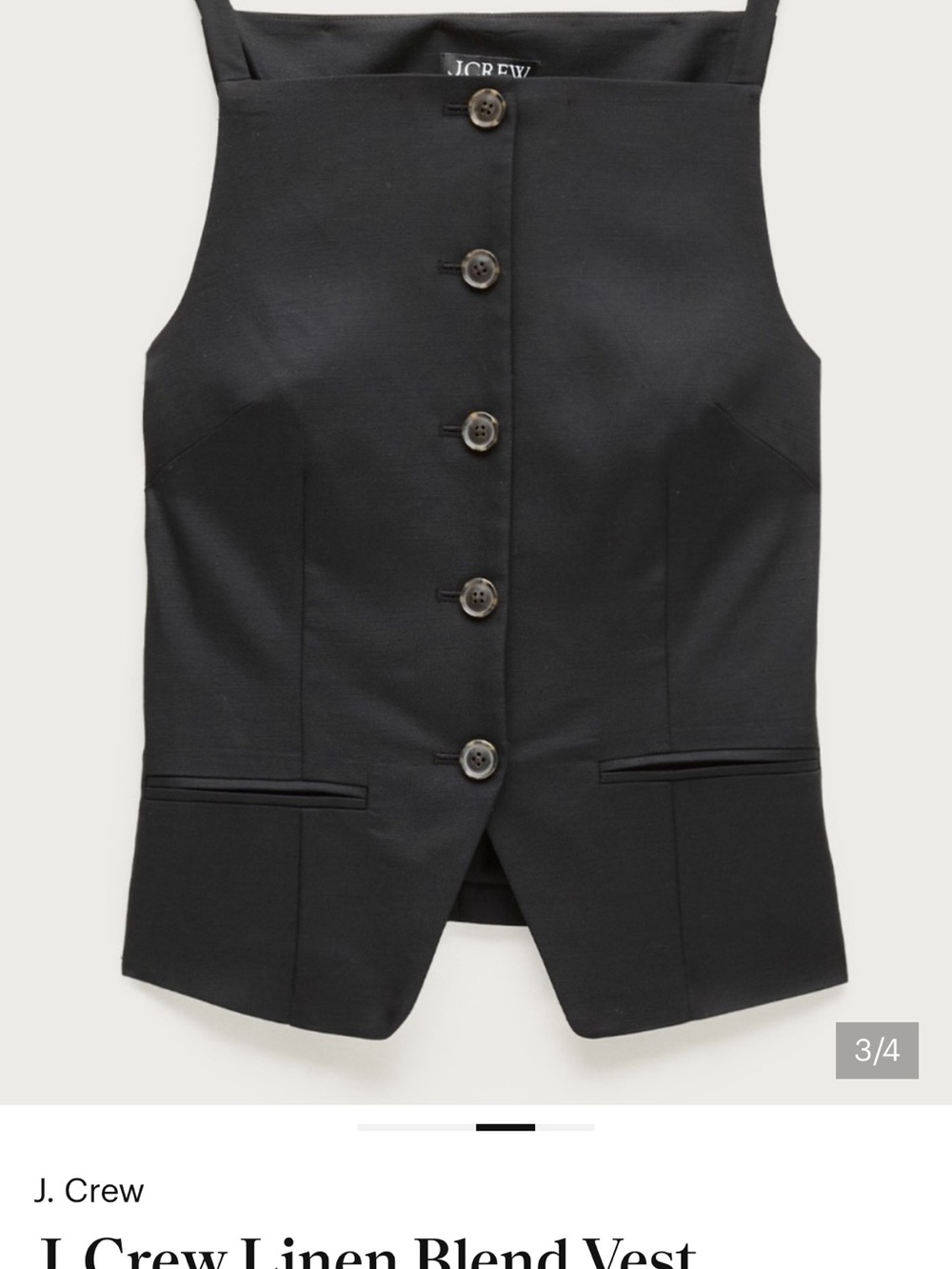 J. Crew Suiting Tank Black Linen Blend NWT
